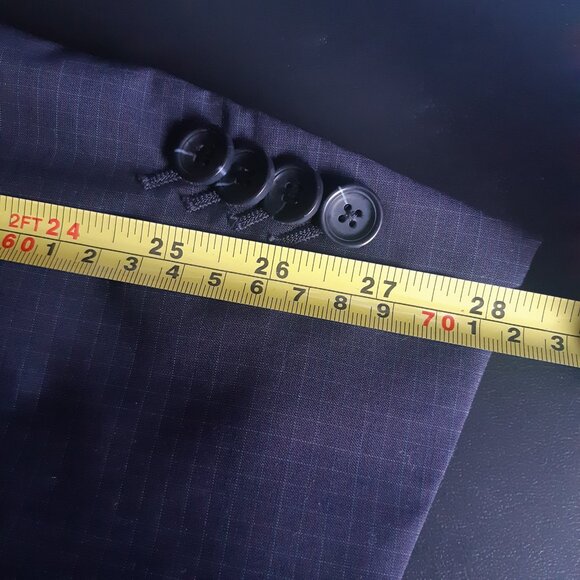 Z ZEGNA SZ 44L 2 Piece Men's 100% Wool Suit Blue Fine Check - Picture 7 of 16